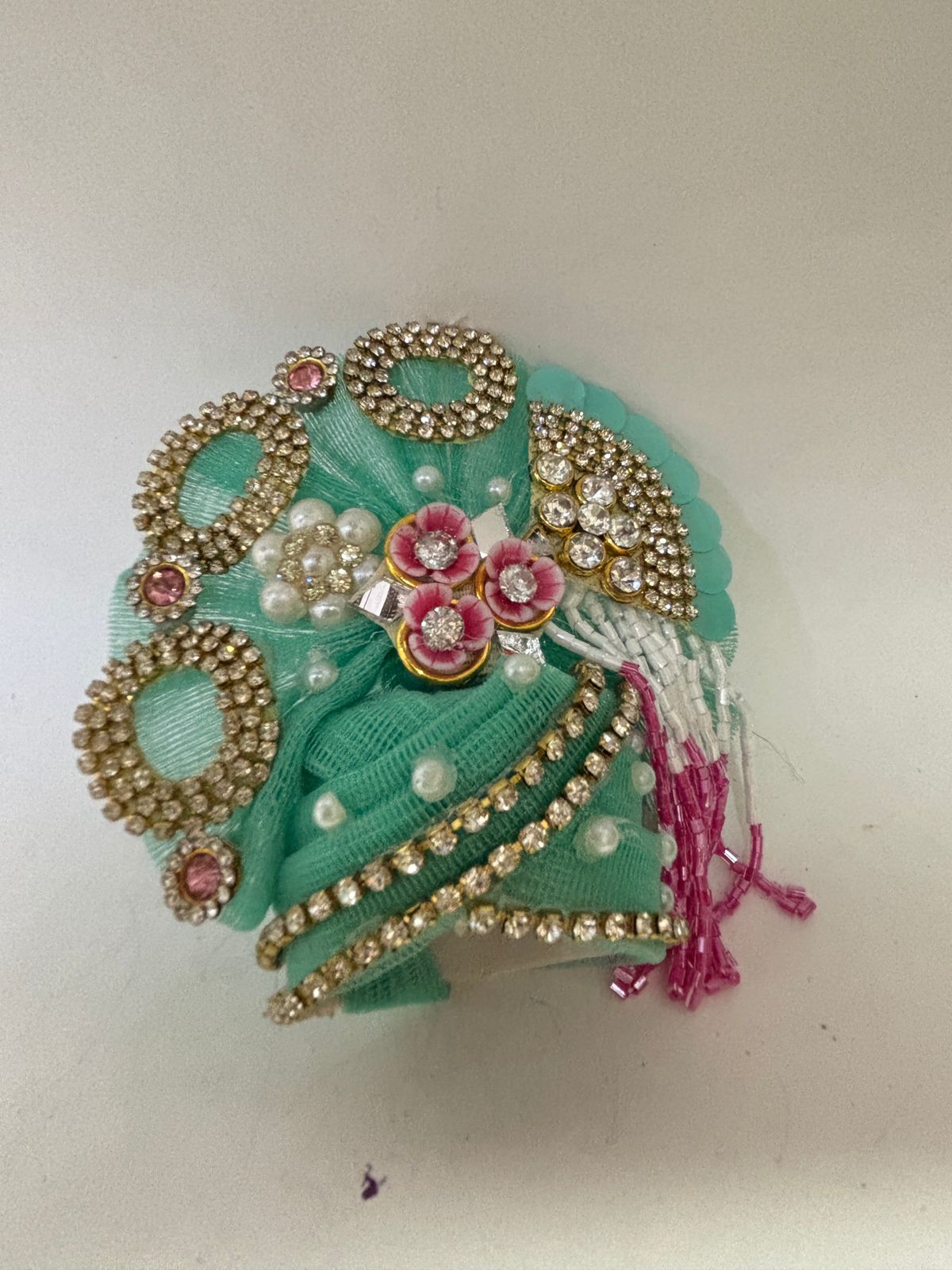 Kri-Radhey Mint green handwork & stone dress