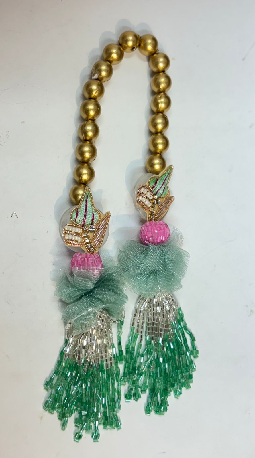 Kri-Radhey Green jardogi handwork poshak