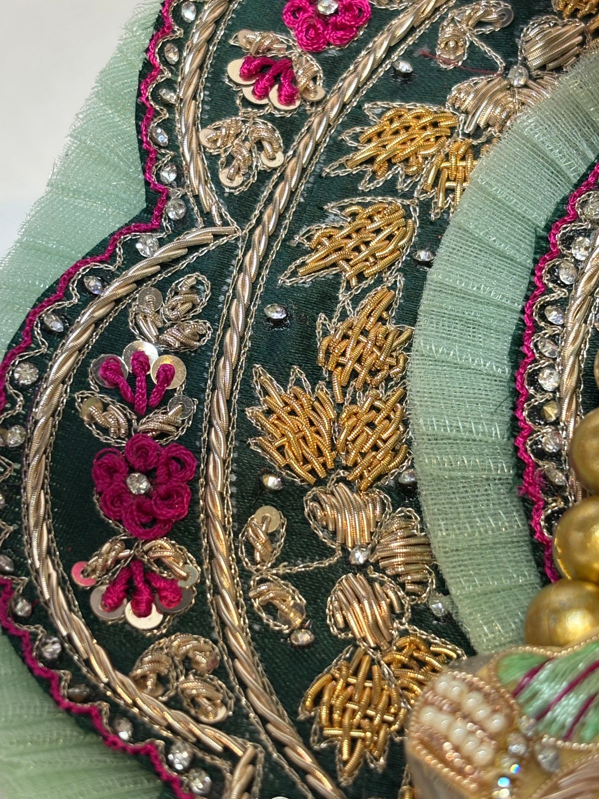 Kri-Radhey Green jardogi handwork poshak