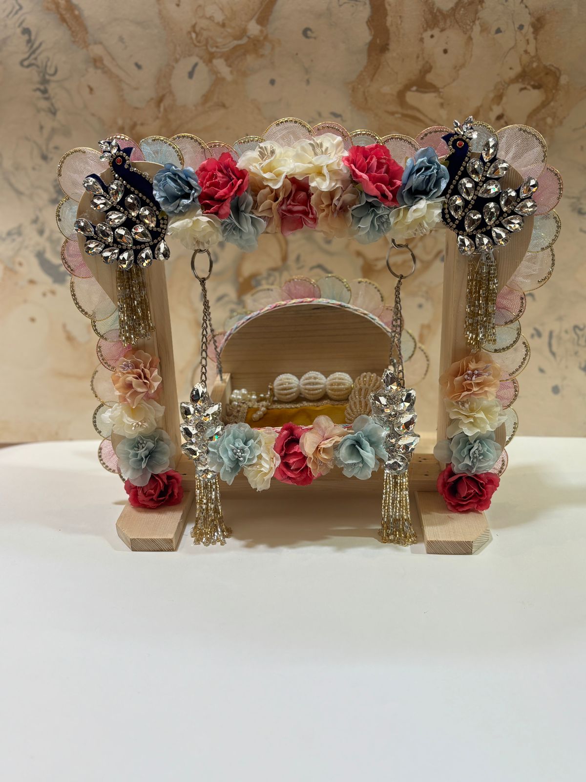 Kri-Radhey Floral Peacock Jhula (Multicolor)