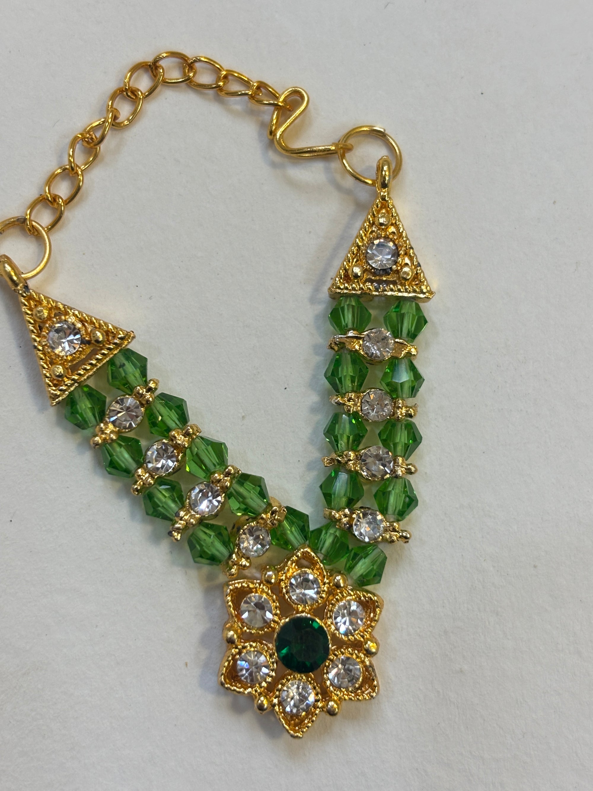 Kri-Radhey Emerald gold star mala