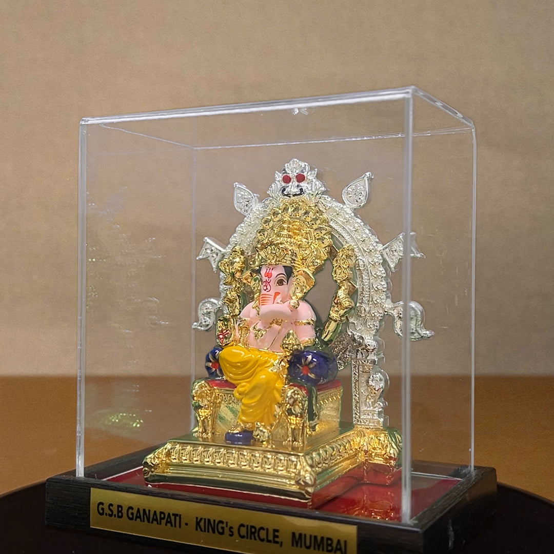 GSB Ganapati Murti- Gold and Silver plated with Cabinet