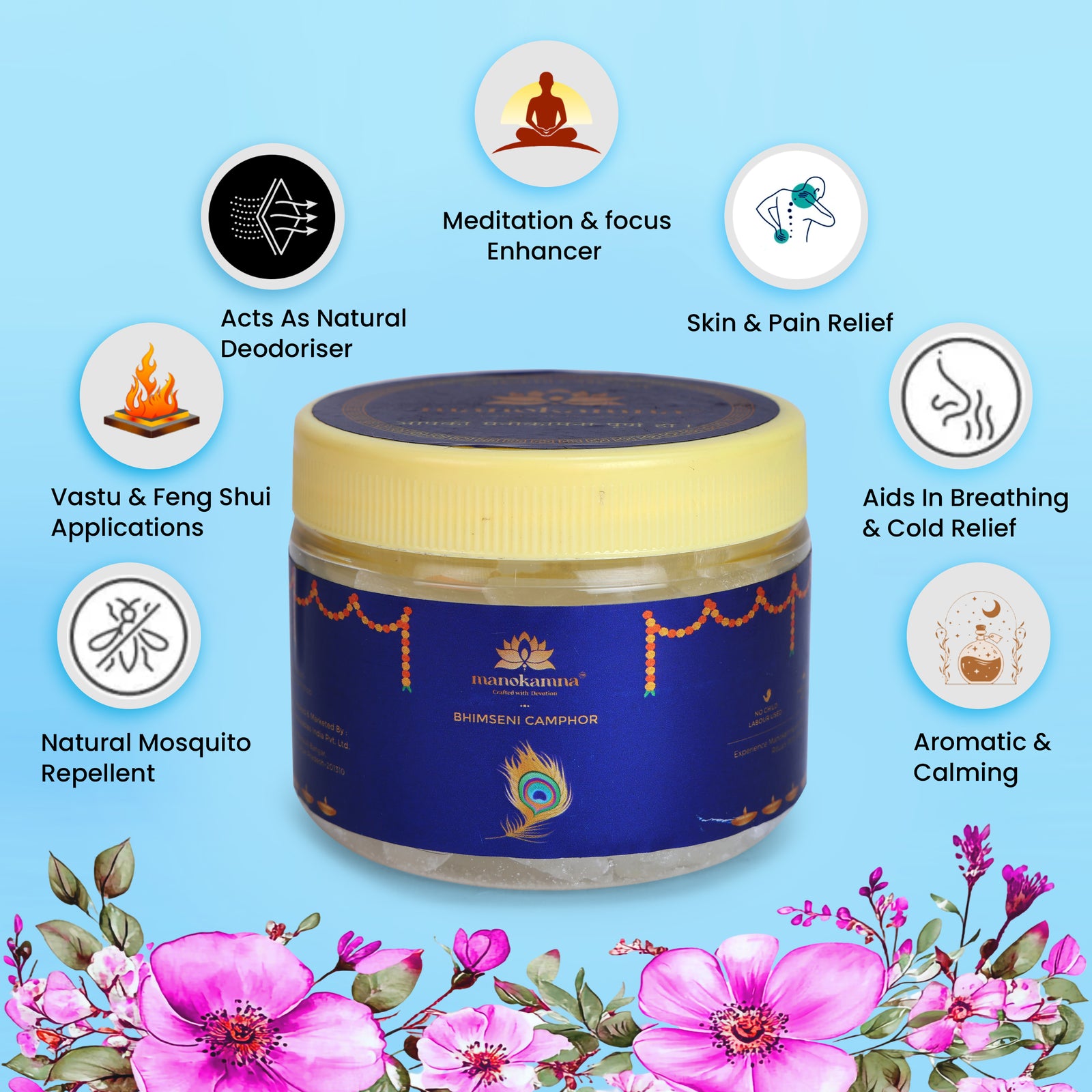 Manokamna Bhimseni Camphor/kapoor - 100gm(Pack of 2)