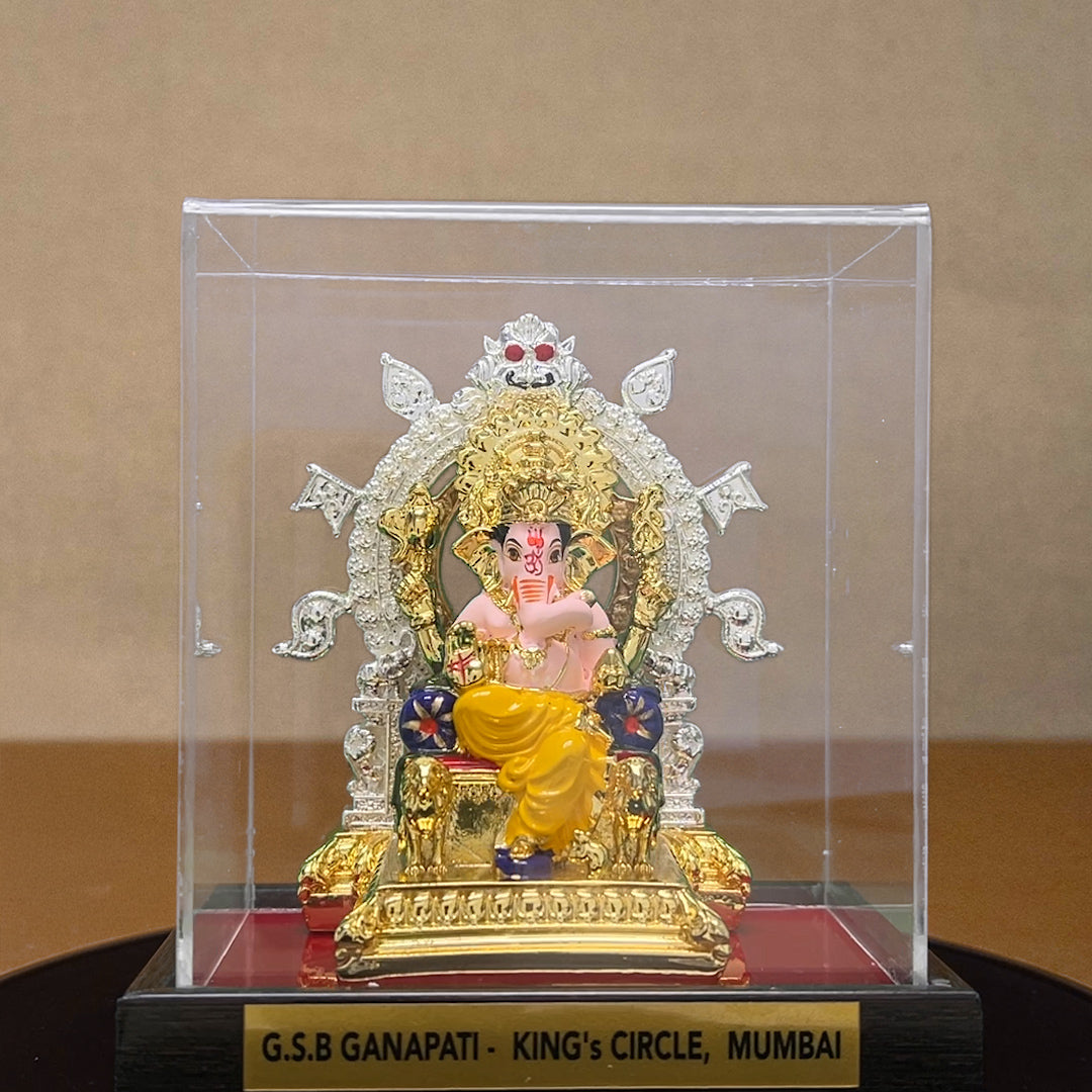 GSB Ganapati Murti- Gold and Silver plated with Cabinet