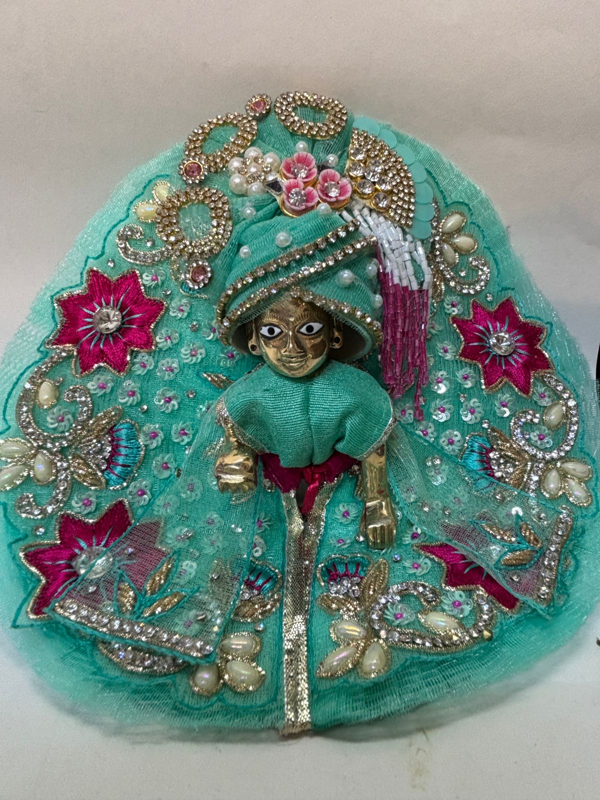 Kri-Radhey Mint green handwork & stone dress