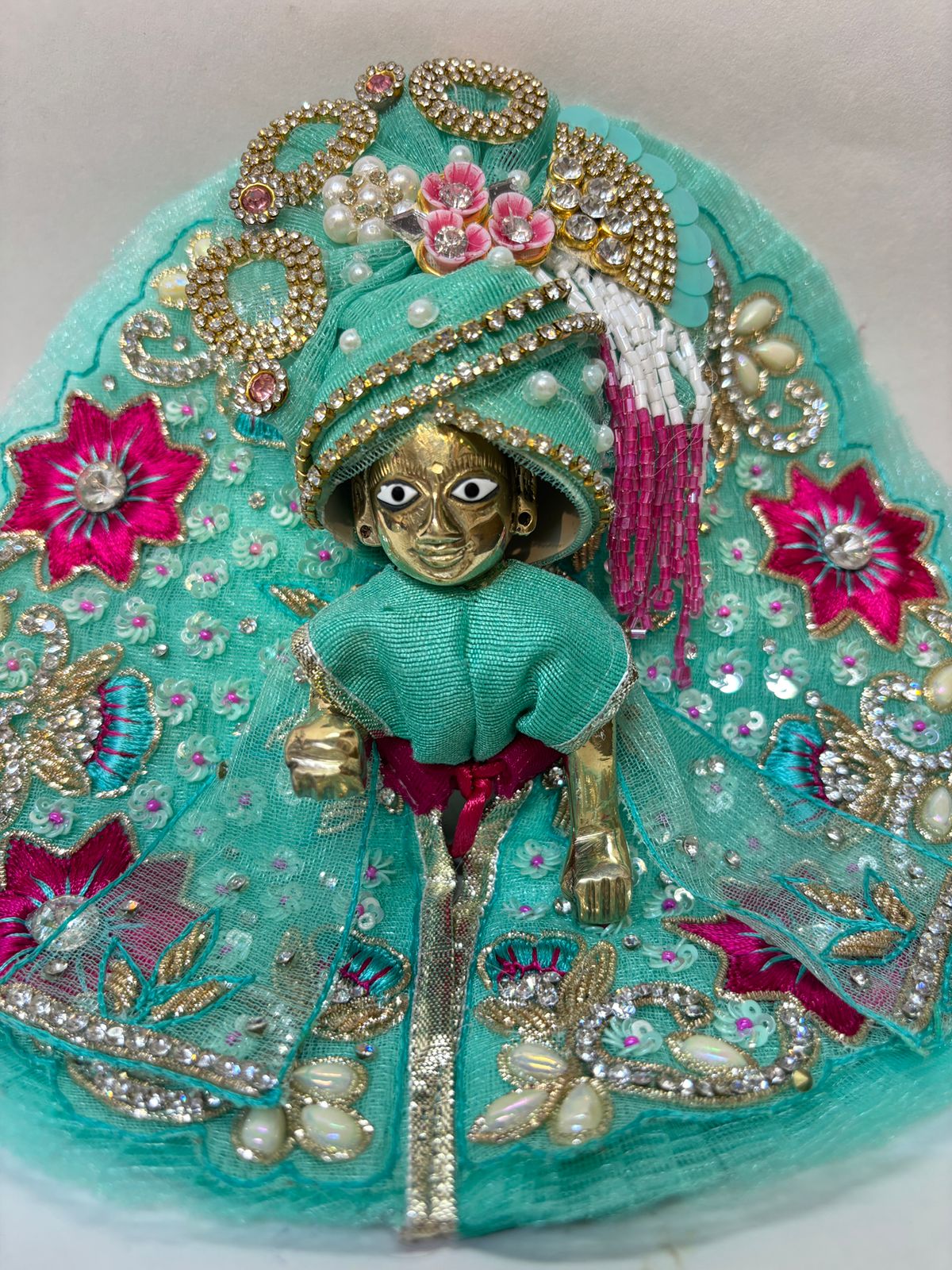 Kri-Radhey Mint green handwork & stone dress