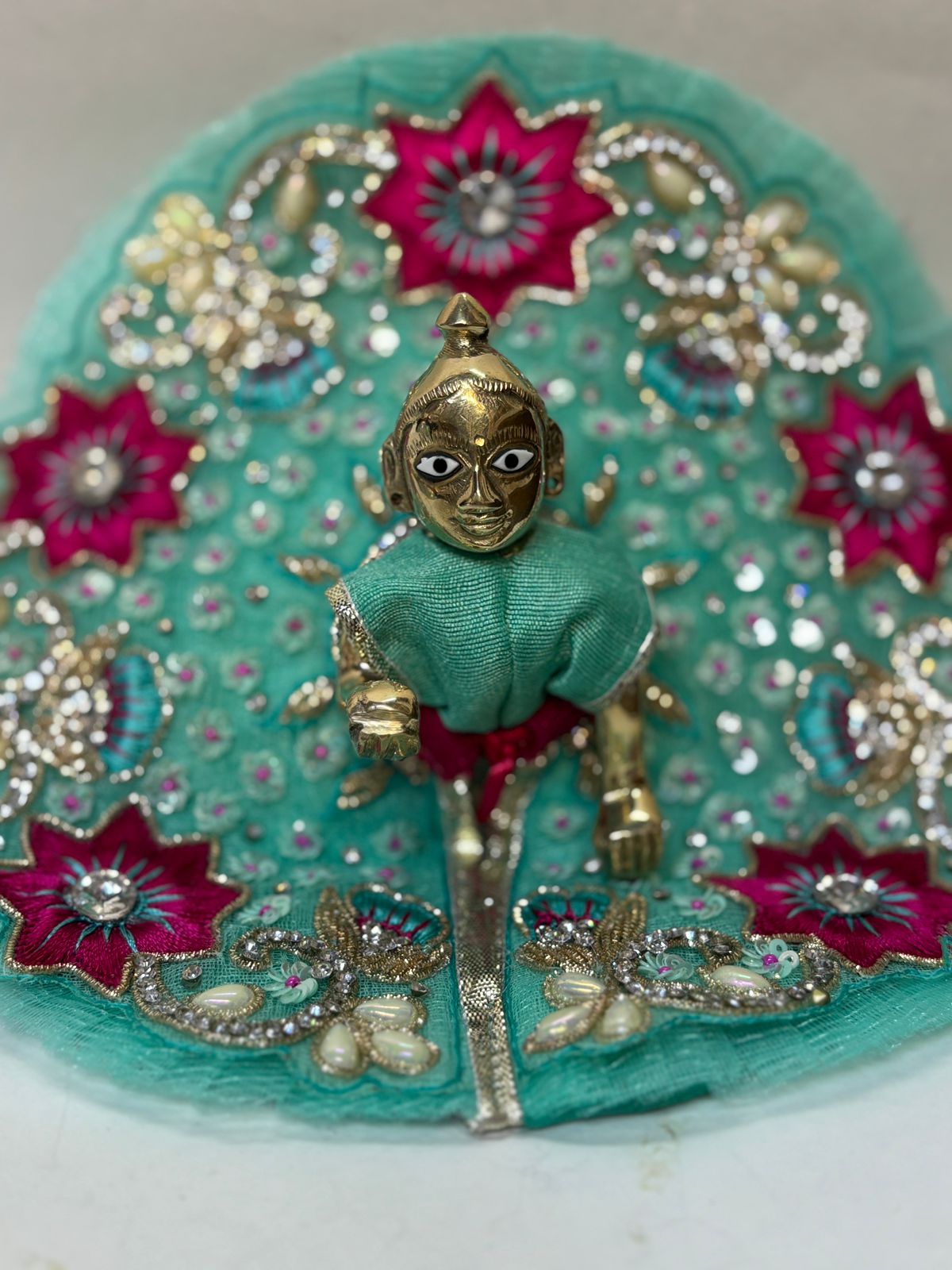 Kri-Radhey Mint green handwork & stone dress