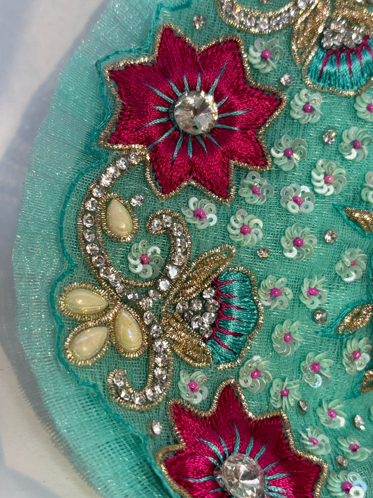 Kri-Radhey Mint green handwork & stone dress