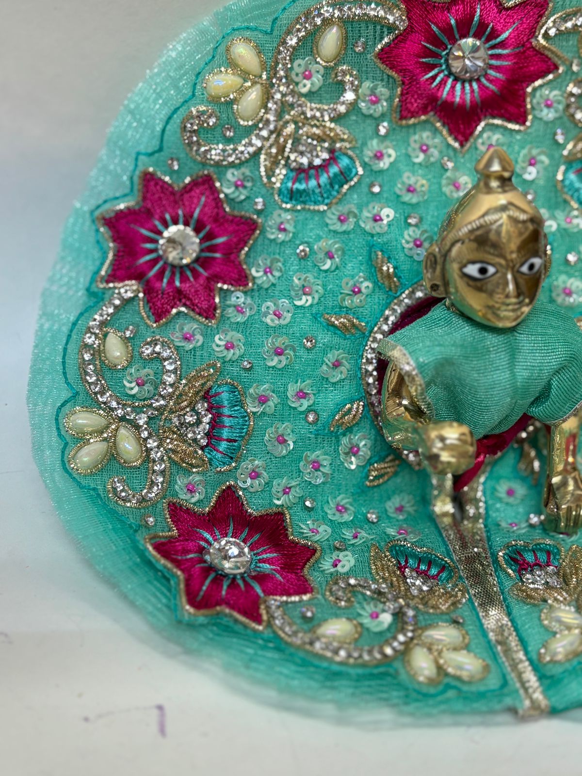 Kri-Radhey Mint green handwork & stone dress