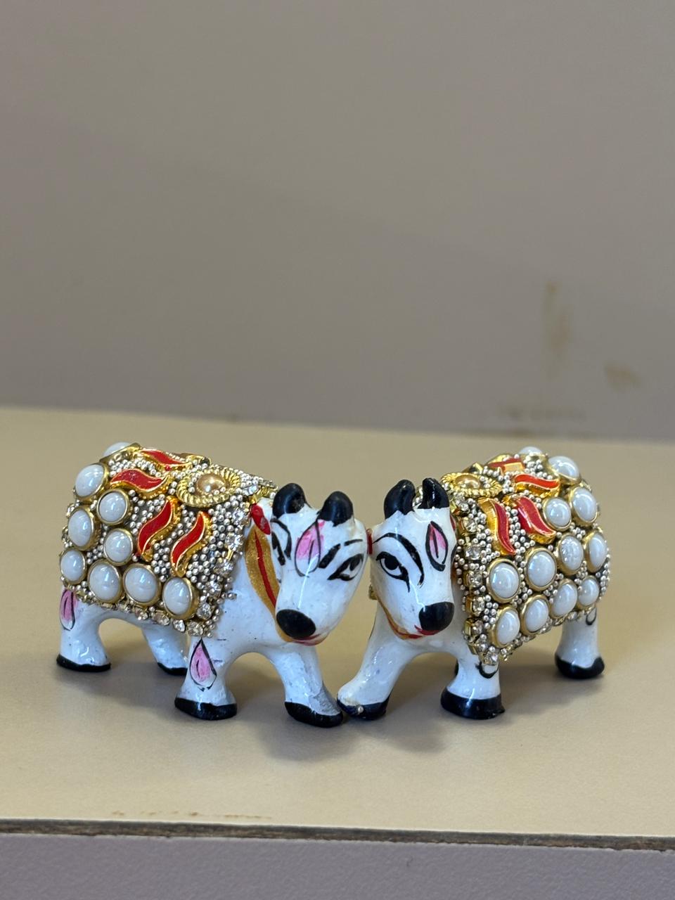 Kri-Radhey Metal kundan work cow
