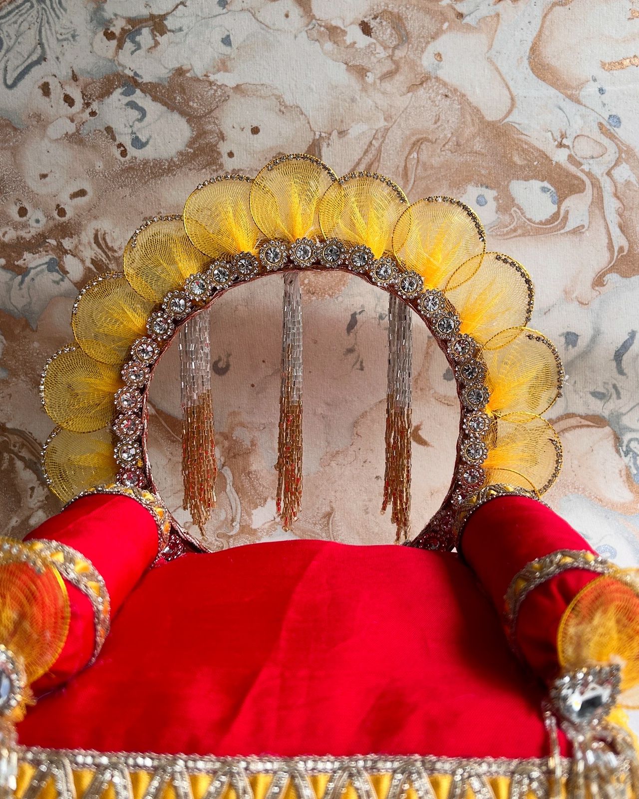 Kri-Radhey Red & yellow glory singhasan