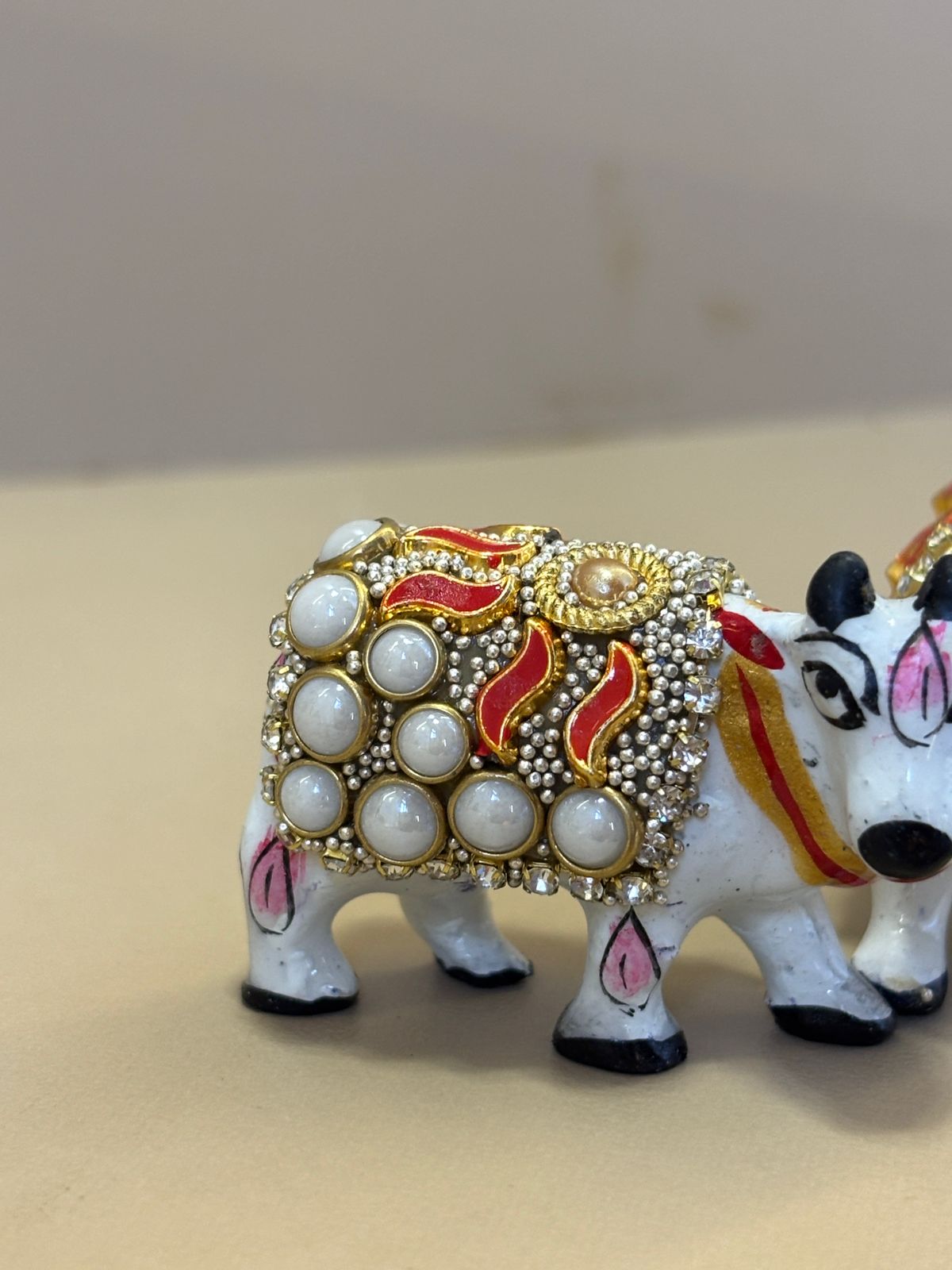 Kri-Radhey Metal kundan work cow