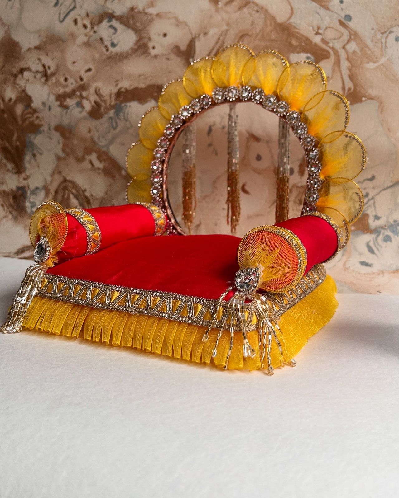 Kri-Radhey Red & yellow glory singhasan