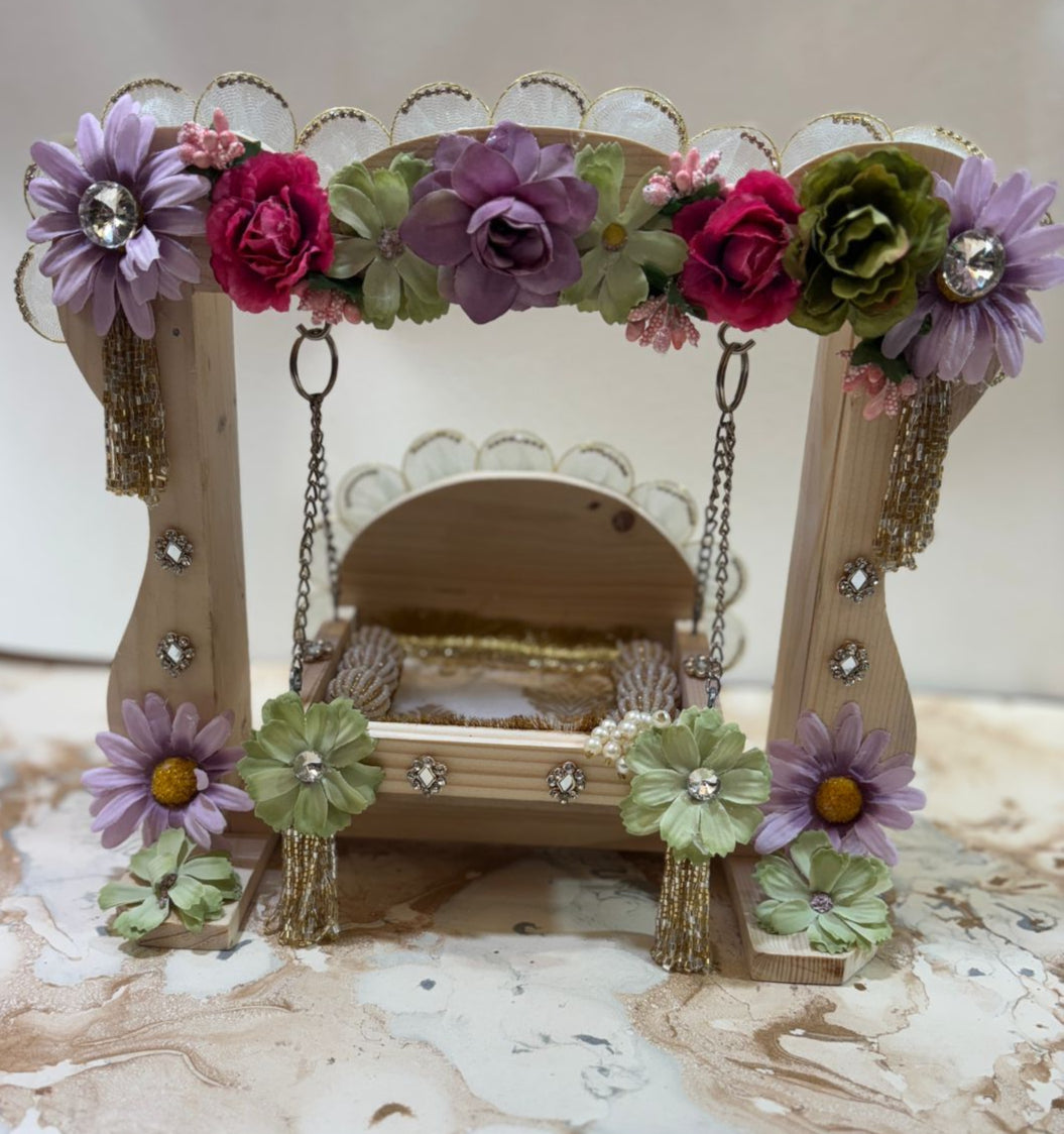 Kri-Radhey Elegant Floral Jhula (Purple-Green)