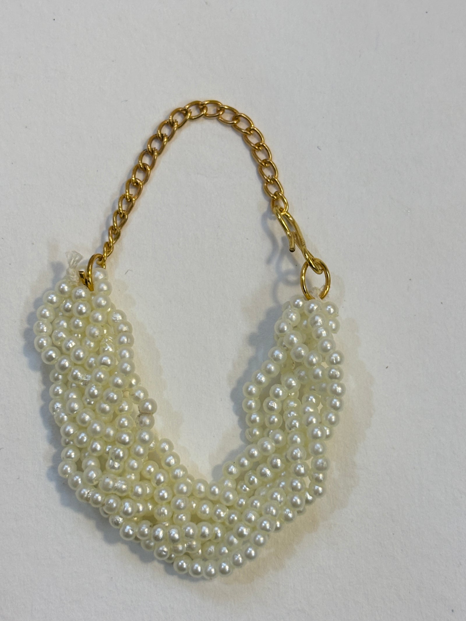 Kri-Radhey Gold white pearl drape mala
