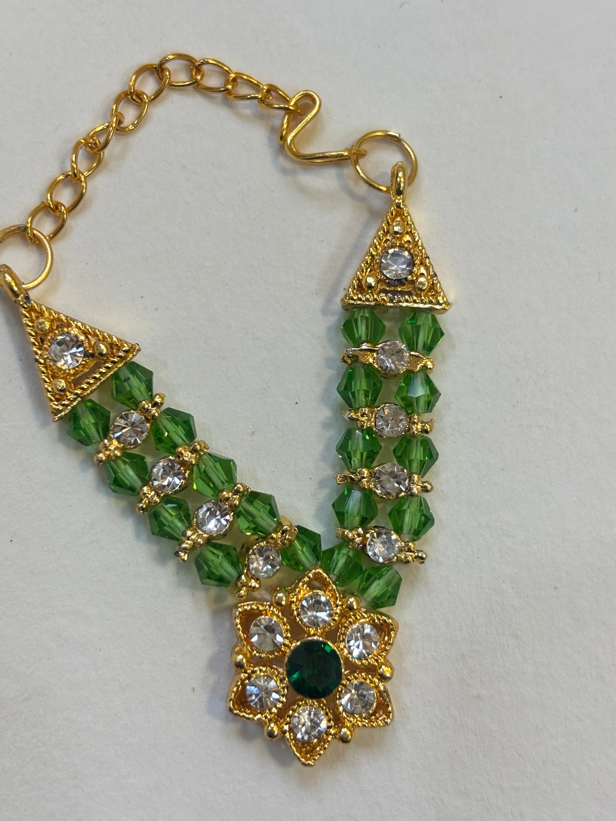Kri-Radhey Emerald gold star mala