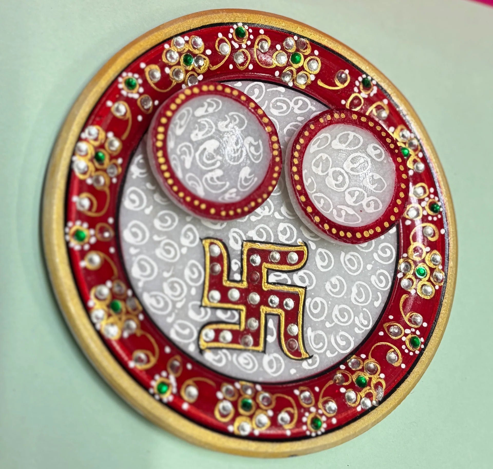 Kri-Radhey Marble Pooja Thali (Small)