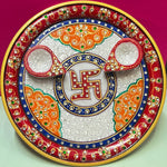कृ-राधे संगमरमर पूजा थाली