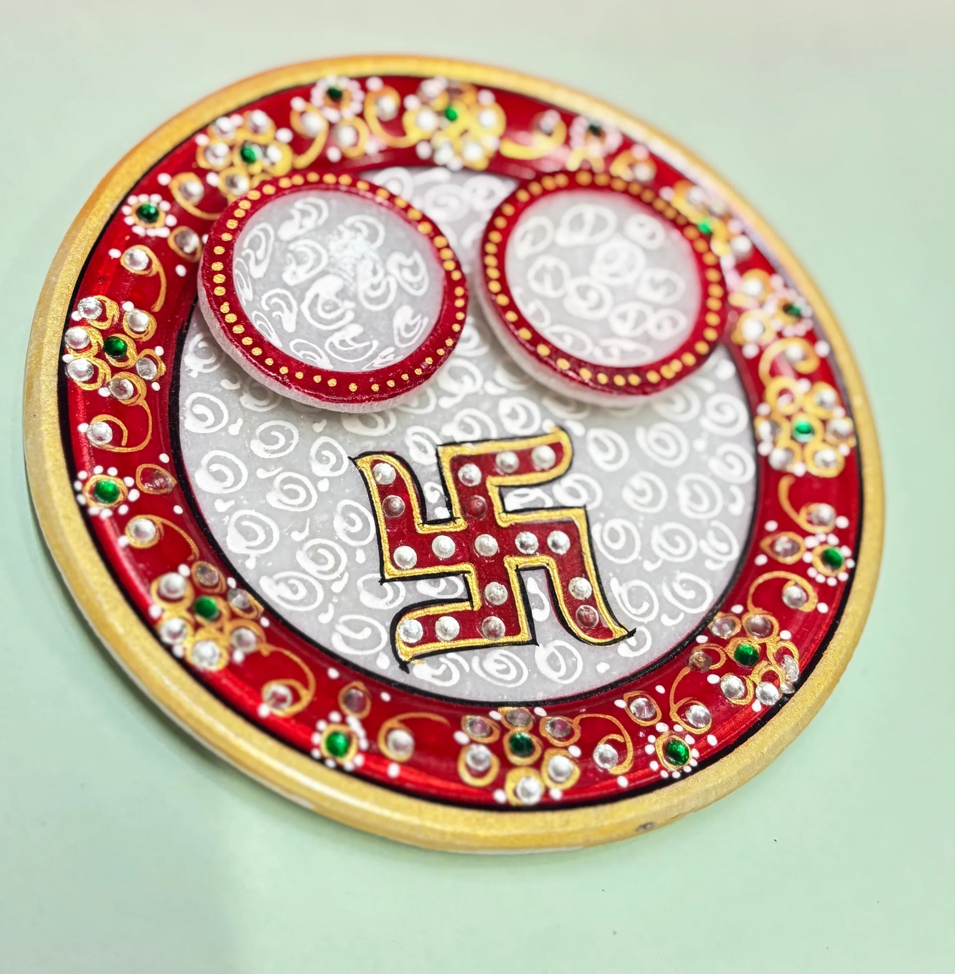 Kri-Radhey Marble Pooja Thali (Small)