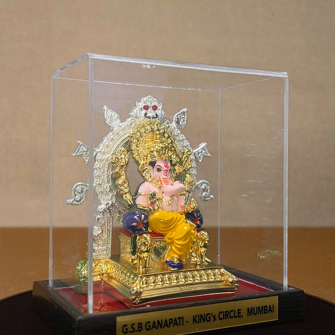 GSB Ganapati Murti- Gold and Silver plated with Cabinet